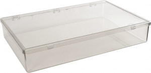 Flambeau Single Compartment Clear Small Parts Box 9" Wide x 2-5/16" High x 13-1/8" Deep, K-Resin Frame K801 - 00292888