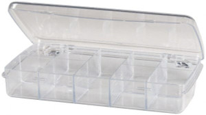 Flambeau 9 Compartment Clear Small Parts Box 6-5/8" Wide x 1" High x 3-1/4" Deep, Polystyrene Frame, 1" Bin Height DB210 - 89846257