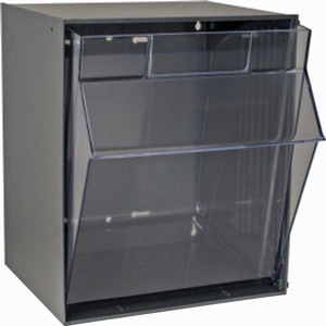 Quantum Storage Systems Single Compartment Gray Small Parts Tip Out Stacking Bin Organizer 11-13/16" Wide x 13-7/8" High x 11-7/8" Deep, Polystyrene Frame QTB 301 GRAY - 48517973