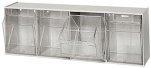 Quantum Storage Systems 4 Compartment White Small Parts Tip Out Stacking Bin Organizer 23-5/8" Wide x 8-1/8" High x 6-5/8" Deep, Polystyrene Frame, 5-5/8" Bin Width x 7-1/2" Bin Height x 5" Bin Depth QTB 304 WHITE - 48518559