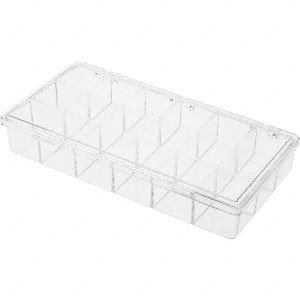 Value Collection 18 Compartment Small Parts Storage Box 8-1/4" Wide x 1-3/8" High x 4-1/4" Deep, Plastic Frame BD-80380 - 53591483