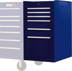 Proto 6 Drawer Blue Side Cabinet 19" Wide x 34" High x 25" Deep, Use with Proto Roller Cabinet J551934-6BL-SC - 37861036