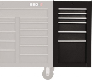 Proto 6 Drawer Black Side Cabinet 19" Wide x 34" High x 25" Deep, Use with 500 Series Box J551934-6DB-SC - 66956954