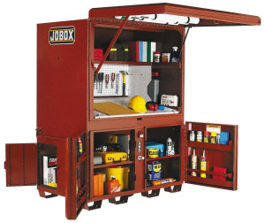 JOBOX 63" Wide x 43-1/2" Deep x 80" High Job Site Field Station 4 Door, Steel, Brown 1-674990 - 84374941