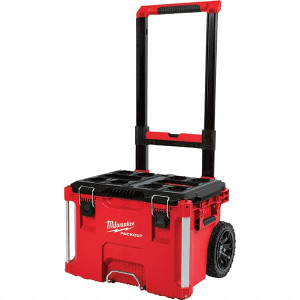 Milwaukee PACKOUT 1 Compartment 1 Tray Rolling Tool Box 25-39/64" Wide x 22-7/64" Deep x 18-29/32" High, Polymer, Red/Black 48-22-8426 - 12765061