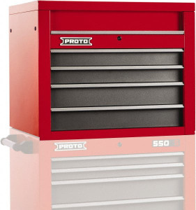 Proto 4 Drawer Top Tool Chest 34" Wide x 25-1/4" Deep x 27" High, Steel, Safety Red/Gray J553427-4SG - 37872355
