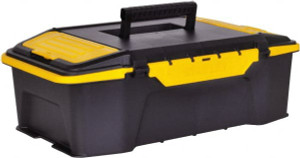 Stanley 2 Compartment Tool Organizer 19-7/8" Wide x 12-1/4" Deep x 6-5/8" High, Plastic, Black/Yellow STST19950 - 36092948