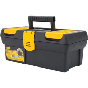 Stanley 4 Compartment 1 Tray Tool Box 12-1/2" Wide x 7-1/4" Deep x 5-1/4" High, Polypropylene, Black/Yellow STST13011 - 52789914