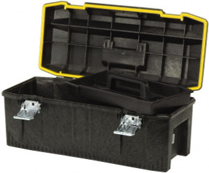 Stanley 1 Tray Tool Box 22-3/4" Wide x 11-3/4" Deep x 10-1/2" High, Polypropylene Resin, Black 023001W - 82493818