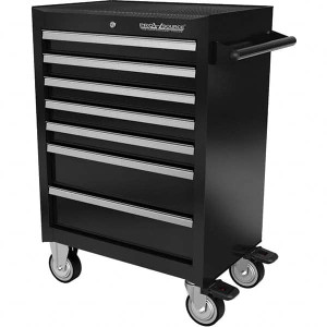 PRO-SOURCE 7 Drawer 1,320 Lb Capacity Steel Tool Roller Cabinet 18-7/64" Wide x 39-13/32" High x 26-21/32" Deep, Ball Bearing Drawer Slides, Black AT2671G-03A - 12758009