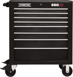 Proto 8 Drawer 15,134 Lb Capacity Steel Cabinet 34" Wide x 41" High x 25-1/4" Deep, Ball Bearing Drawer Slides, Black J553441-8DB - 66951294