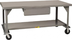 Little Giant Mobile Workbench 7 Gauge Steel, Fixed Leg, Gray, 72" Long x 30" Deep x 34" High WW3072-HD-6PHFL - 55932578