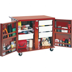 JOBOX 6 Drawer, 2 Door Rolling Work Bench 26-7/8" Wide x 49-7/8" Deep x 40-5/8" High, Steel, Brown 678990 - 01821909