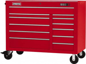 Proto 23,419 Lb Capacity, 12 Drawer Mobile Workstation 50" Wide x 25-1/4" Deep x 41" High, Steel, Red J555041-12RD - 37858818