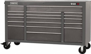 Proto 30,144 Lb Capacity, 18 Drawer Mobile Power Workstation 67" Wide x 25-1/4" Deep x 41" High, Steel, Dual Black J556741-18DBPD - 37859428