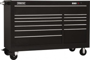 Proto 36,455 Lb Capacity, 12 Drawer Mobile Workstation 66" Wide x 27" Deep x 46" High, Steel, Black J556646-12BK - 37859469