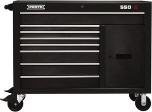 Proto 18,920 Lb Capacity, 8 Drawer Mobile Workstation 50" Wide x 25-1/4" Deep x 41" High, Steel, Dual Black J555041-8DB-2S - 37859592