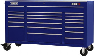 Proto 30,519 Lb Capacity, 20 Drawer Mobile Workstation 67" Wide x 25-1/4" Deep x 41" High, Steel, Blue J556741-20BL - 37859907
