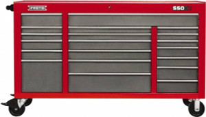Proto 20 Drawer Mobile Workstation 67" Wide x 25-1/4" Deep x 41" High, Steel, Safety Red & Gray J556741-20SG - 66957143