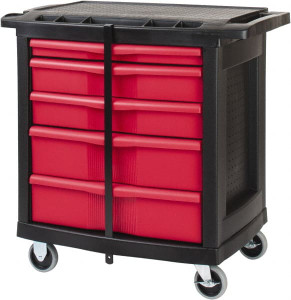 Rubbermaid 250 Lb Capacity, 5 Drawer Mobile Workstation 30-1/2" Wide x 20-1/4" Deep x 33-5/8" High, Plastic FG773488BLA - 00496067