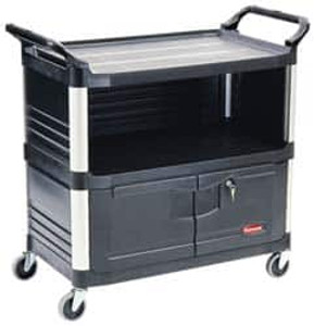 Rubbermaid 300 Lb Capacity, 3 Shelf Equipment Cart 20" Wide x 40-5/8" Deep x 37-13/16" High, Polypropylene FG409500BLA - 05965751 Rubbermaid 300 Lb Capacity, 3 Shelf Equipment Cart 20" Wide x 40-5/8" Deep x 37-13/16" High, Polypropylene FG409500BLA - 05965751
