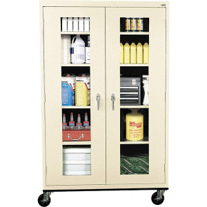 Sandusky Lee 4 Shelf, 2 Door Clearview Mobile Cabinet 46" Wide x 24" Deep x 78" High, Steel, Putty TA4V462472-07 - 78410263