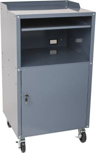 Value Collection 200 Lb Capacity, 1 Drawer Mobile Computer Stand 27" Wide x 24" Deep x 49-1/4" High, Steel, Gray WS-MH-CAB-006 - 44084804