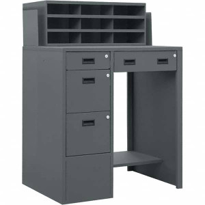 Durham 4 Drawer Deluxe Shop Desk 39 Inch Wide x 28-3/4 Inch Deep x 55-1/2 Inch High, Gray SFWS-392955-95 - 09786047
