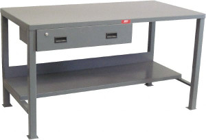 Jamco 60 Wide x 30" Deep x 34" High, 12 Gauge Steel Heavy-Duty Workbench with Drawer 12 Gauge Steel Top, Fixed Legs, Gray UN360 - 52249364