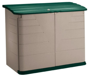 Rubbermaid 5 Ft. Wide x 3 Ft.11 Inches High x 2 Ft. 8 Inches Deep Plastic Horizontal Storage Shed 4 Ft. 3 Inches Wide x 3 Ft. 6 Inches High x 2 Ft. Deep Inner Dimension FG374701OLVSS - 07510753
