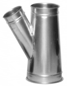 Made in USA 6-4-4" ID Galvanized Duct In-Line Branch 17" Long, 22 Gage 15006-3000-1220 - 03234051