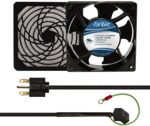 Value Collection 230 Volts, AC, 80 CFM, Square Tube Axial Fan Kit 0.07/0.06 Amp Rating, 120mm High x 120mm Wide x 38.5mm Deep, Includes Fan, Fan Guard, Fan Cord CAB803 - 44905933