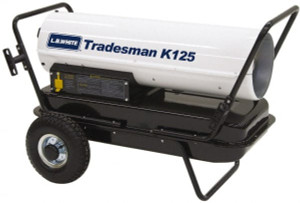 L.B. White 125,000 BTU Rating, Multi-Fuel Forced Air Heater with Thermostat 3,000 Sq Ft Max Heating Area, 10 Gal Capacity, Fuel with Kerosene, #1 Diesel & Jet A Fuel TRADESMAN K125 - 34993634