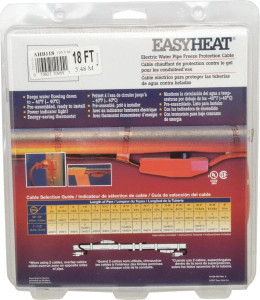 EasyHeat 18 ft. Long, Preassembled, Fixed Length, Fixed Wattage, Protection Heat Cable 120 Input Volts, 126 Watts AHB-118 - 31736176