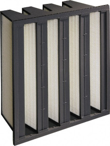 Made in USA 12 x 24 x 12", MERV 11, 65% Efficiency, V-Bank Mini-Pleat Air Filter Microfiberglass, Plastic Frame, 500 Max FPM, 1,000 CFM, High Capacity, Use with Any Unit 111-692-103 - 85094365