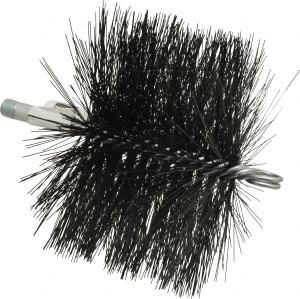 Schaefer Brush 4-1/2" Brush Length, 6-1/2" Diam, Double Stem, Double Spiral Tube Brush 7-1/2" Long, Tempered Steel Wire, 1/4" NPT Male Connection 43385 - 05836481