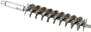 Schaefer Brush 4" Brush Length, 7/8" Diam, Double Stem, Single Spiral Tube Brush 6-1/4" Long, Stainless Steel, 1/4-28 Male Connection 93528 - 09539669