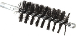 Schaefer Brush 4-1/2" Brush Length, 2" Diam, Double Stem, Single Spiral Flue Brush 7-1/2" Long, Tempered Steel Wire, 1/4" NPSM Male Connection 43218 - 09799172