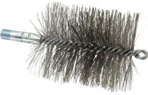 Schaefer Brush 4-1/2" Brush Length, 3-3/4" Diam, Double Stem, Double Spiral Tube Brush 7-1/4" Long, Stainless Steel, 1/4" NPSM Male Connection 43865 - 60514254