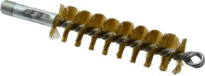 Schaefer Brush 4-1/2" Brush Length, 1-1/4" Diam, Double Stem, Single Spiral Tube Brush 8" Long, Brass, 1/4" NPSM Male Connection 43636 - 67777110