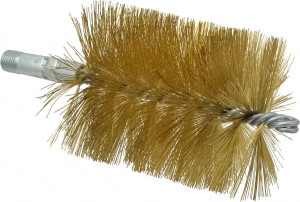 Schaefer Brush 4-1/2" Brush Length, 3-1/2" Diam, Double Stem, Single Spiral Tube Brush 8" Long, Brass, 1/4" NPSM Male Connection 43660 - 95299152