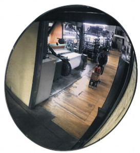 PRO-SAFE Indoor Round Convex Safety, Traffic & Inspection Mirrors Shatter-Resistant Glass Lens, Laminated Hardboard Backing, 28" Diam, 28 ft. Max Covered Distance SC-26 - 01219294