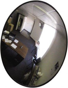 PRO-SAFE Indoor/Outdoor Round Convex Safety, Traffic & Inspection Mirrors Polycarbonate Lens, Hardboard Backing, 18" Diam x 20" High PC-18 - 31160567