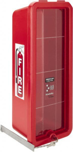 Made in USA 20 Lb. Capacity, Surface Mount, Crystal Polystyrene Fire Extinguisher Cabinet 11-1/2 Inch Wide x 28-1/2 Inch High x 9-1/2 Inch Deep, Red 105-20-RRC - 02453892