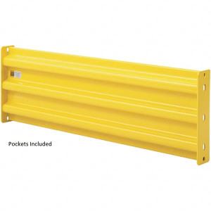 Steel King Industries 4 ft. Long x 14-1/2" High, Yellow Steel Straight Lift-Out Guard Rail 3 Rails Accommodated, 2-1/2" Deep, 54 Lb GR04LYW - 71463798