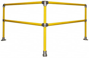 Kee Safety Pipe Rail Kits, Kit Style: Corner, Pipe Size (Inch): 1-1/2, Material: Steel, Color: Yellow, Contents: (3) Pre-assembled 42" Uprights, (4) Horizontal Rails KWIK SC - 77006757