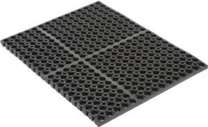 PRO-SAFE 2 ft. Long x 18" Wide x 7/8" Thick Dry/Wet Environment Heavy Duty Anti-Fatigue Matting Raised Circles Pattern, Black, SBR Rubber Surface with Rubber Base 39171092018X24 - 40631376