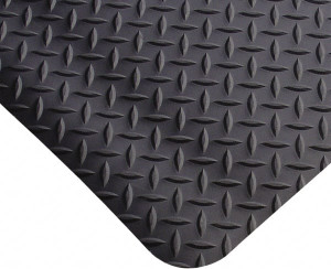 PRO-SAFE 75 ft. Long x 3 ft. Wide x 11/16" Thick Dry Environment Heavy Duty Anti-Fatigue Matting Diamond-Plate Pattern, Black, Vinyl Surface with Vinyl Sponge Base, Beveled on 4 Sides 3927709003X75 - 77932622
