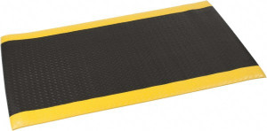 PRO-SAFE 5 ft. Long x 3 ft. Wide x 1/2" Thick Dry Environment Light Duty Anti-Fatigue Matting Diamond-Plate Pattern, Black with Yellow Borders, Vinyl Surface with Vinyl Sponge Base, Beveled on 4 Sides 2057009033X5 - 88266861