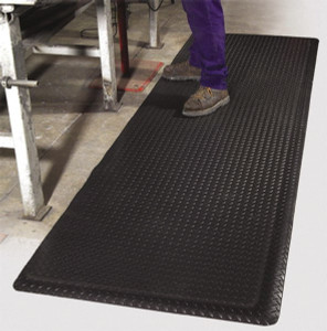 PRO-SAFE 75 ft. Long x 4 ft. Wide x 9/16" Thick Dry Environment Heavy Duty Anti-Fatigue Matting Diamond-Plate Pattern, Black, Vinyl Surface with Vinyl Sponge Base, Beveled on 4 Sides 3906709004X75 - 88267075